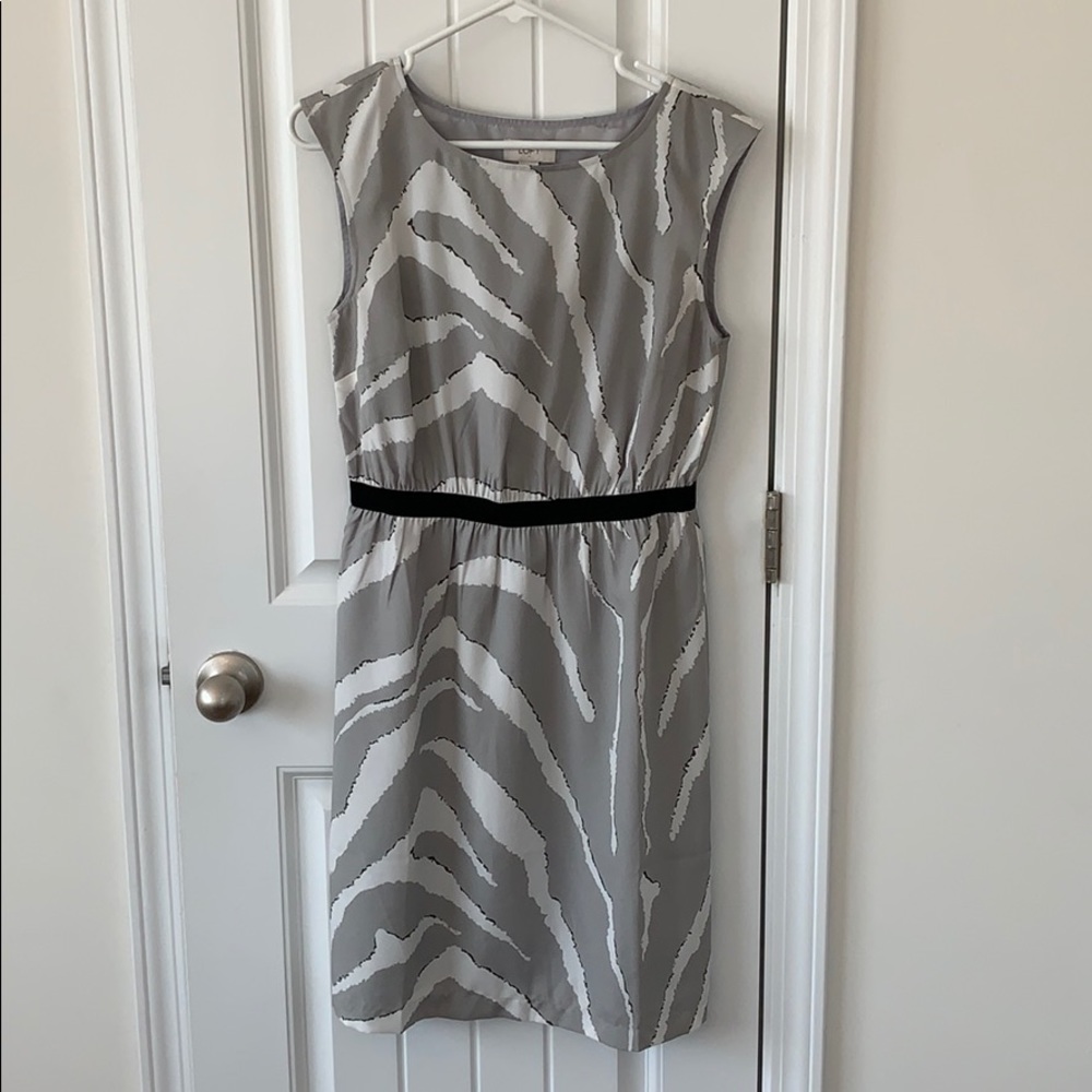 LOFT sz small grey and white dress